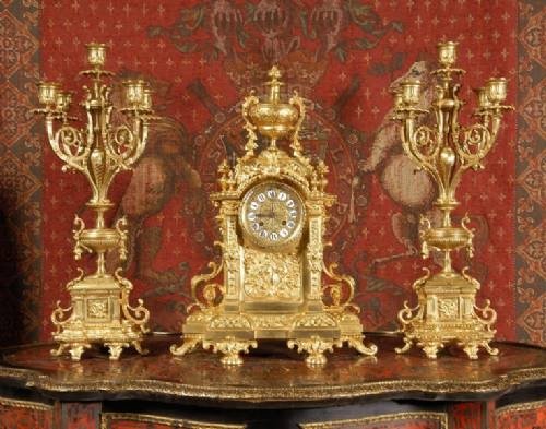 fig 1. ***** SOLD ***** Stunning Louis XVI Clock Set, French Circa 1880